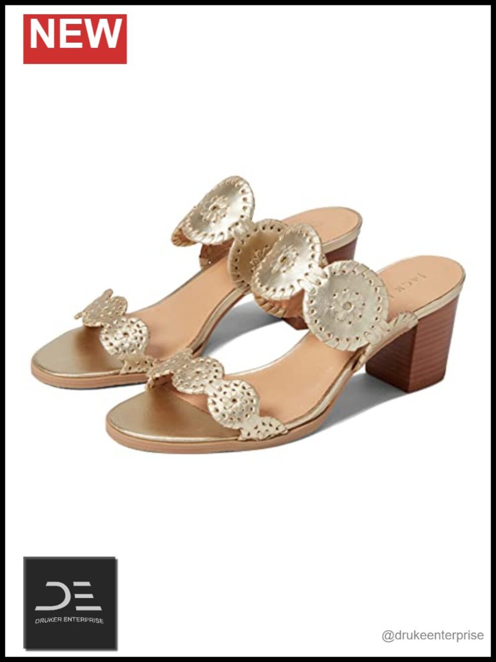 Women's Leather Block Heel Mule Sandals Pull-On Double Strap